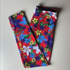 Nike Red Floral Yoga Pants Leggings